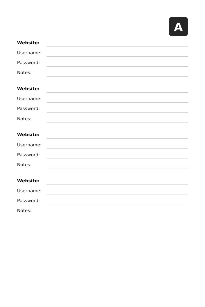 Password Log Book page preview